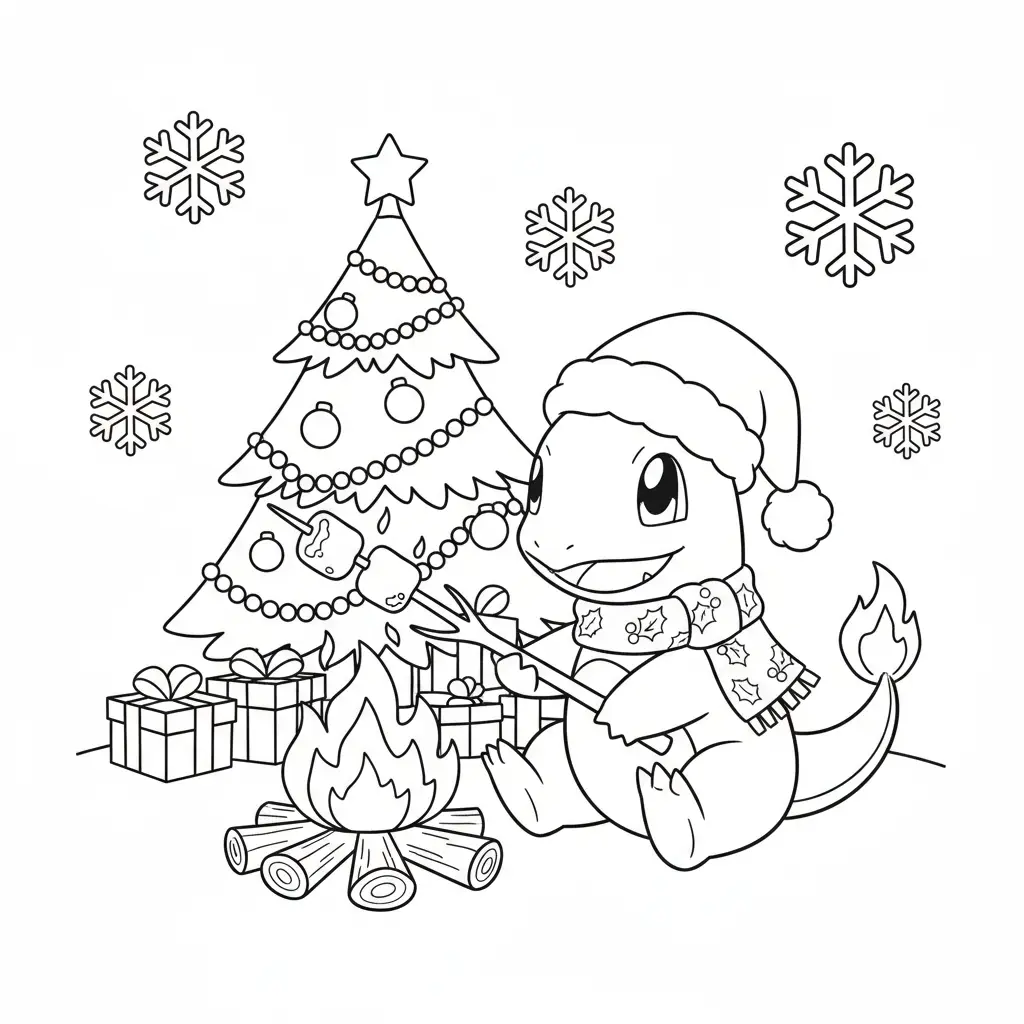 descargar Pokémon de Navidad para colorear gratis