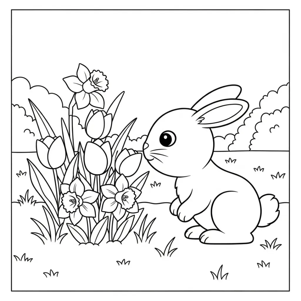 imagen de Primavera 1 para colorear para niño