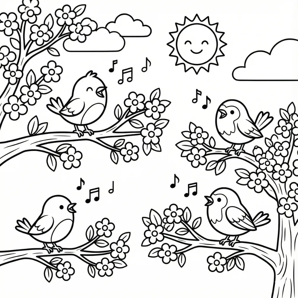 Primavera 15 para colorear para niño para imprimir gratis