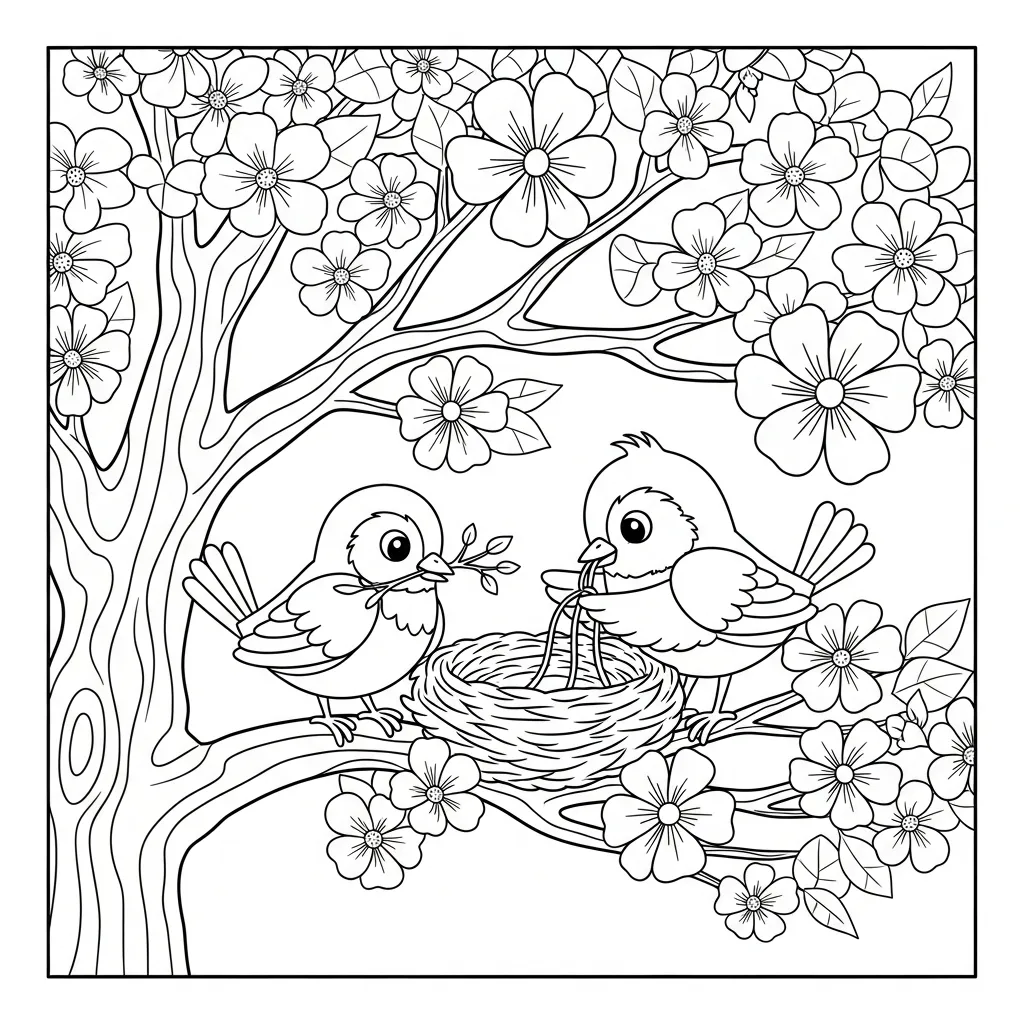 Primavera 3 para colorear para imprimir para niño de 4 años