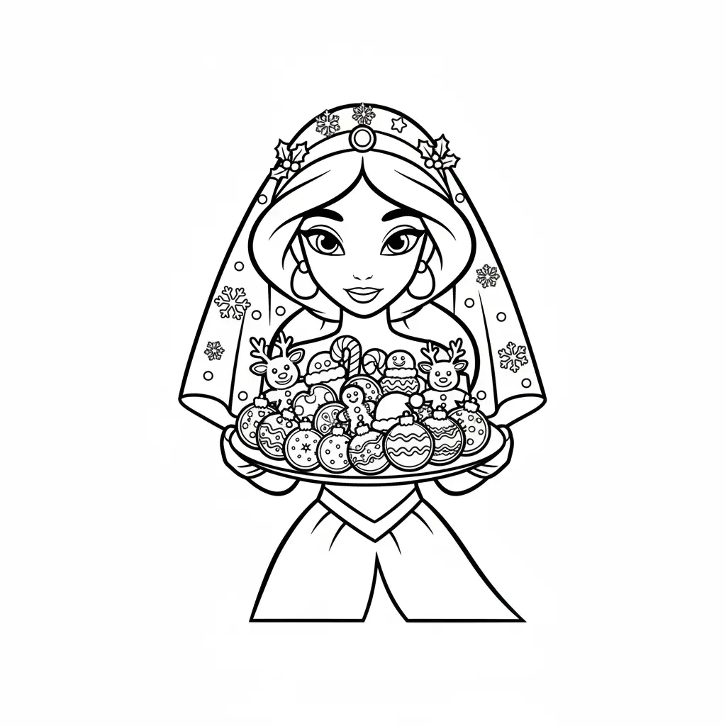 Princesas Disney de Navidad para colorear para niño para imprimir 1