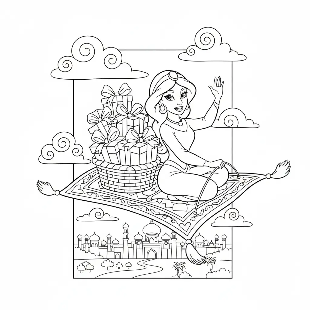 Princesas Disney de Navidad para colorear gratis en línea