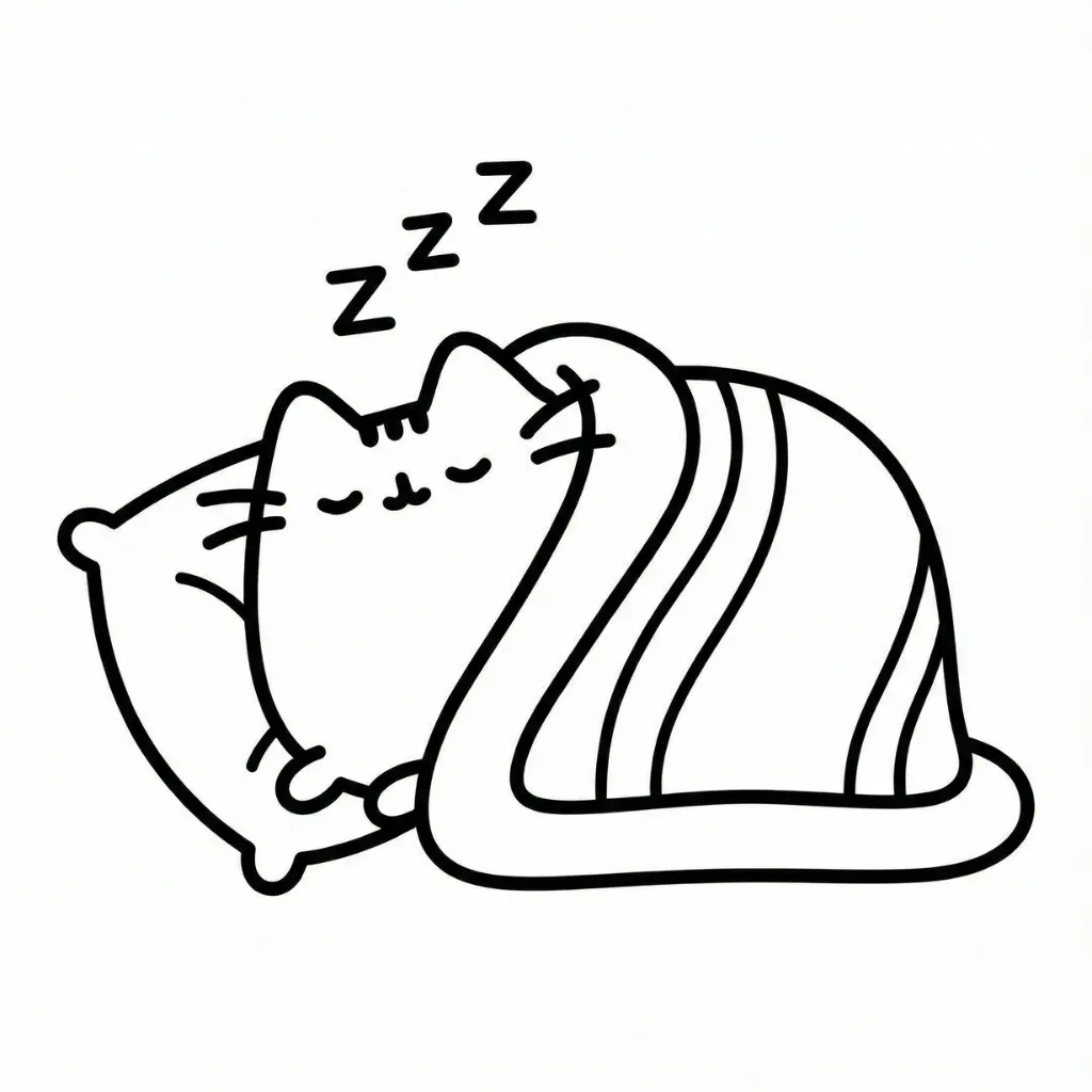 Pusheen 10 para colorear para niño para imprimir