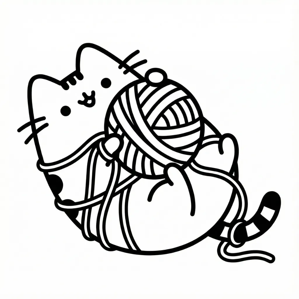 Pusheen 11 para colorear y recortar para imprimir gratis