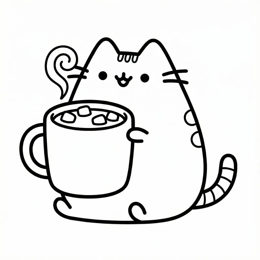 Pusheen 14 para colorear para niños para imprimir gratis