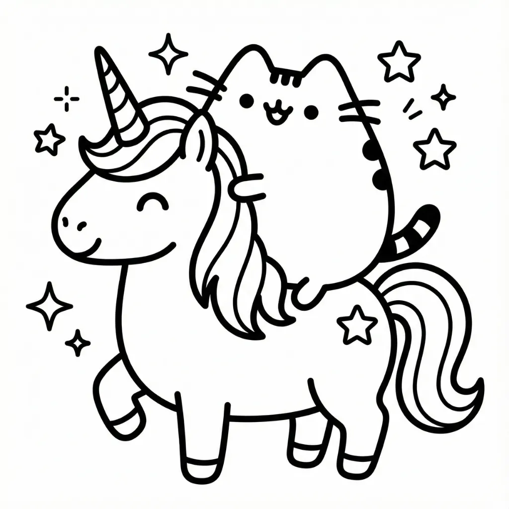 Pusheen 2 para colorear para imprimir kawaii