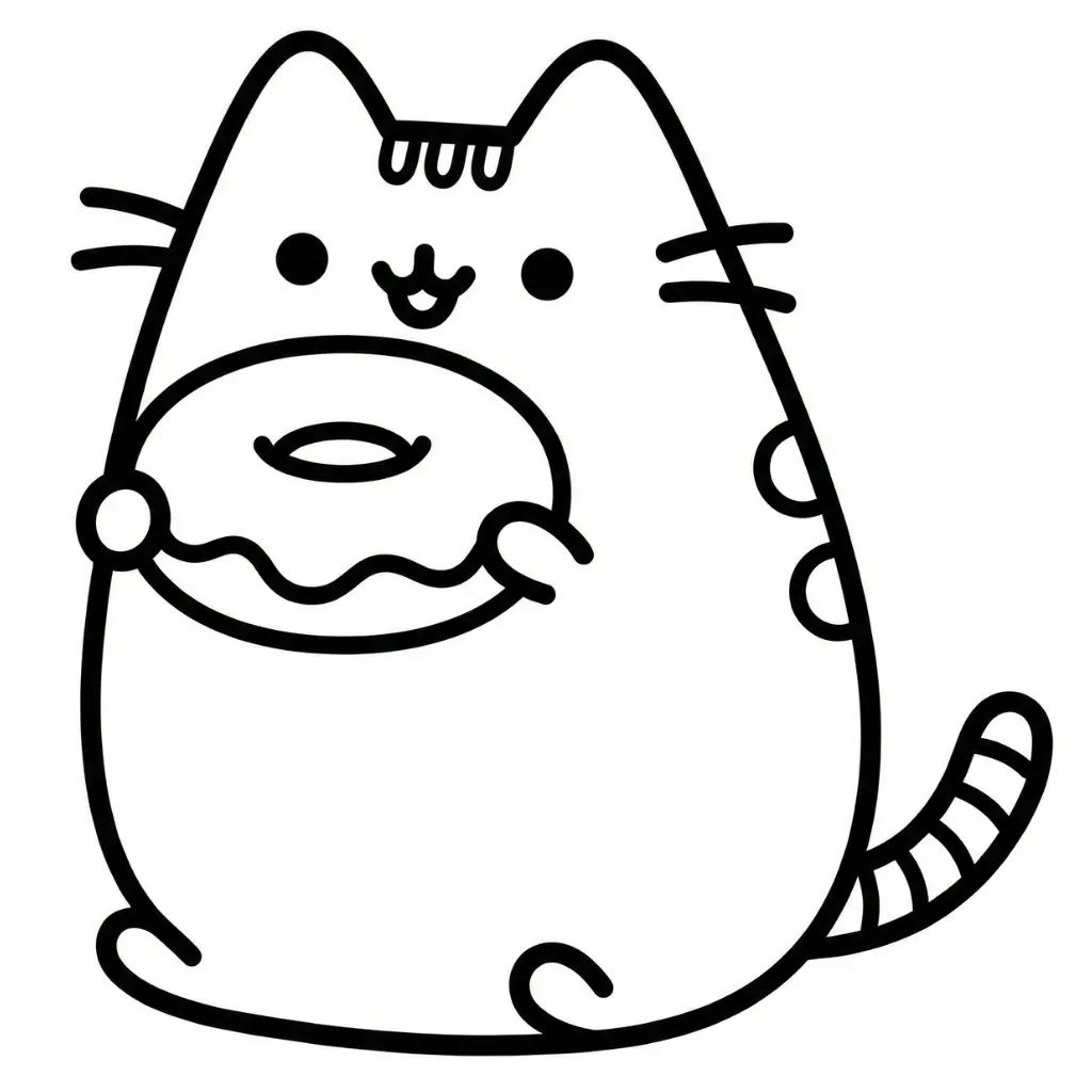 Pusheen 3 para colorear educativo para niño