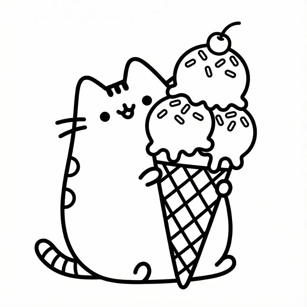 Pusheen 5 para colorear y recortar para imprimir