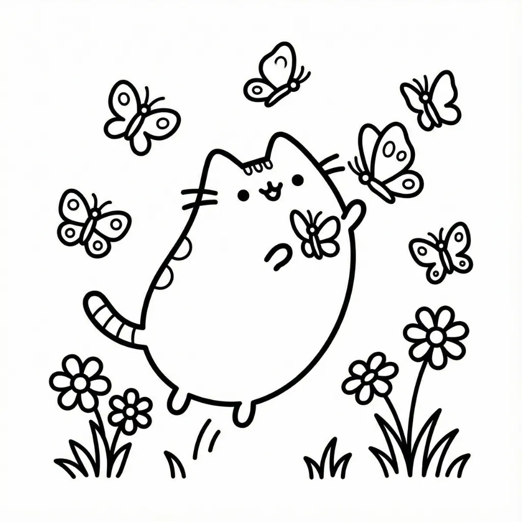 Pusheen 6 para colorear para imprimir pdf gratis