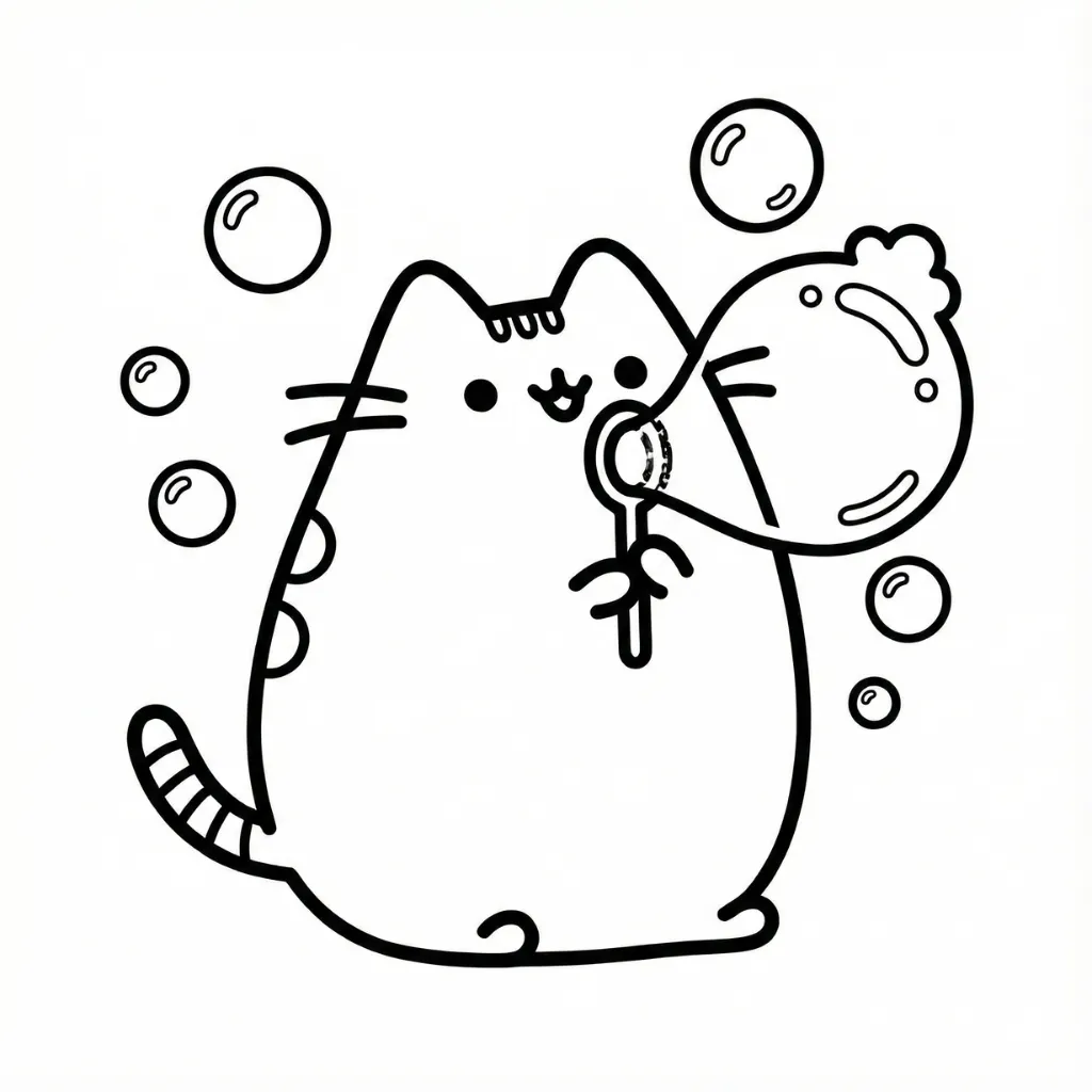 Pusheen 9 para colorear para niños para imprimir