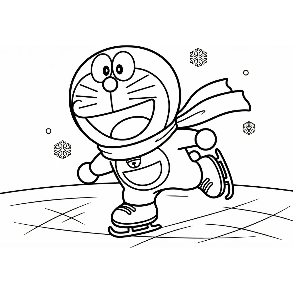 Doraemon de Navidad 8 para colorear y recortar