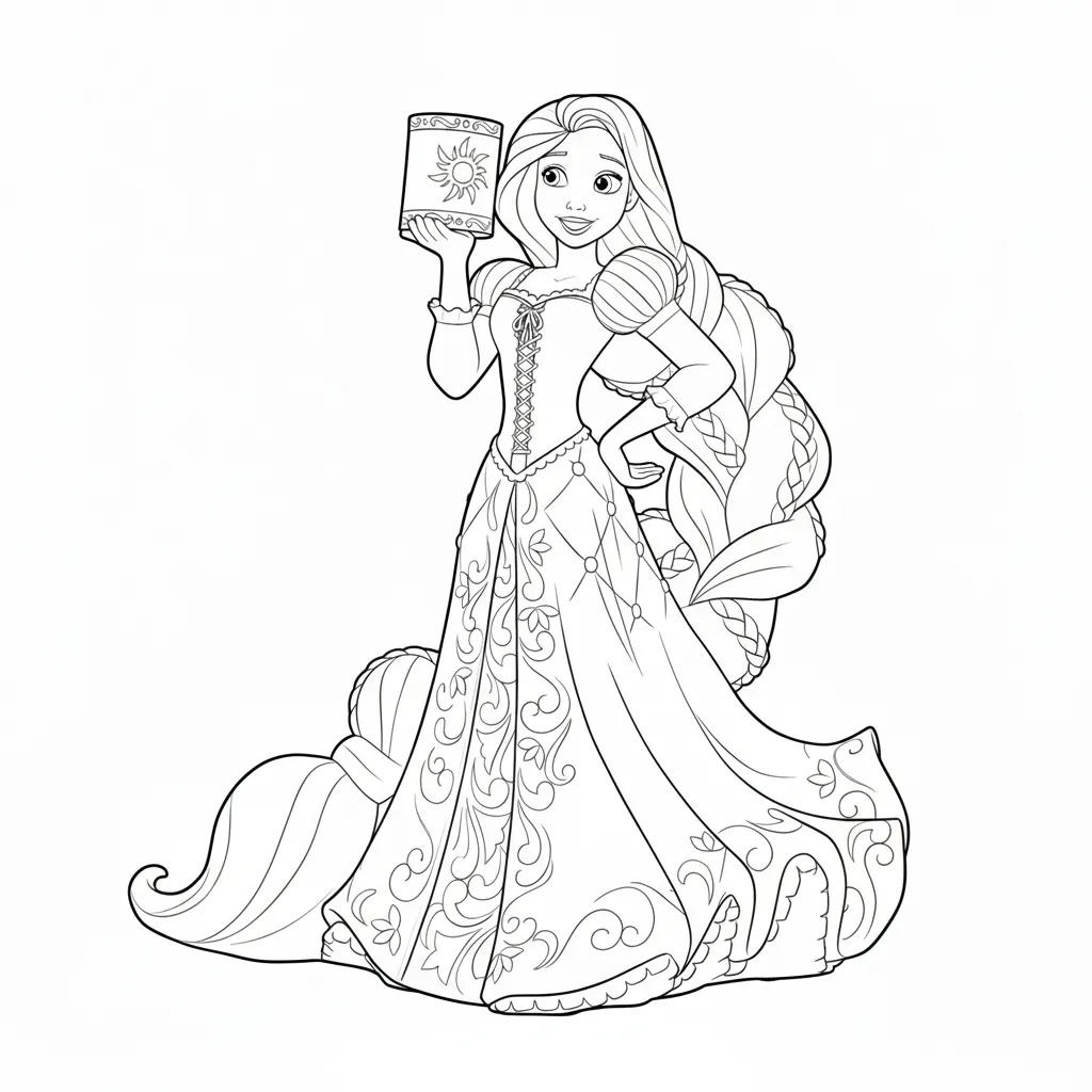 Rapunzel 11 para colorear para niño de 7 años