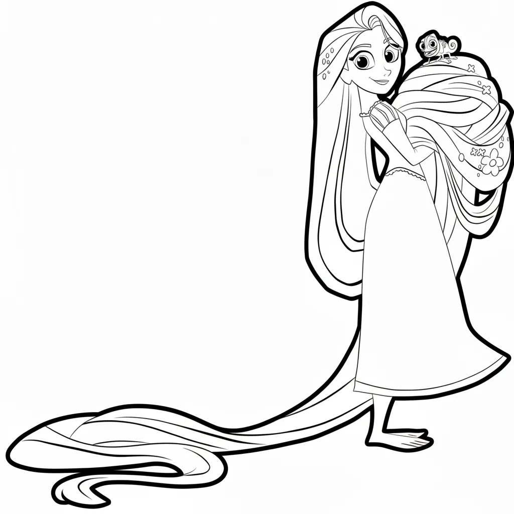 Rapunzel 12 para colorear para imprimir para niño de 6 años