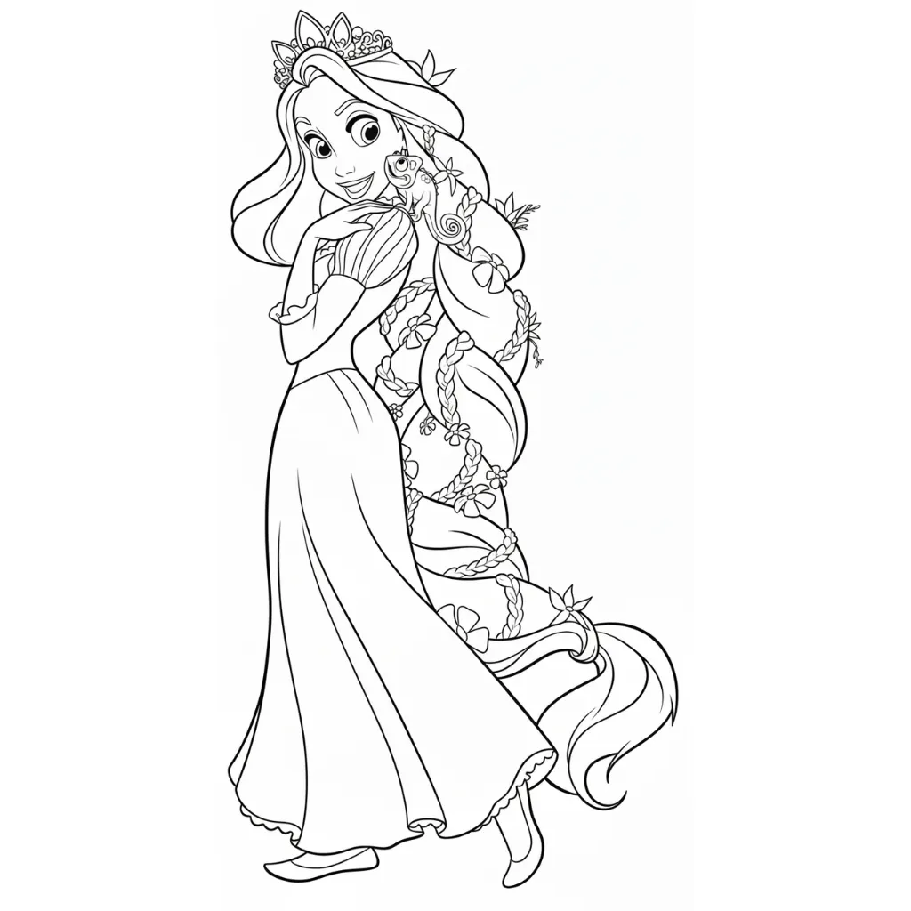 Rapunzel 14 para colorear para niños para descargar