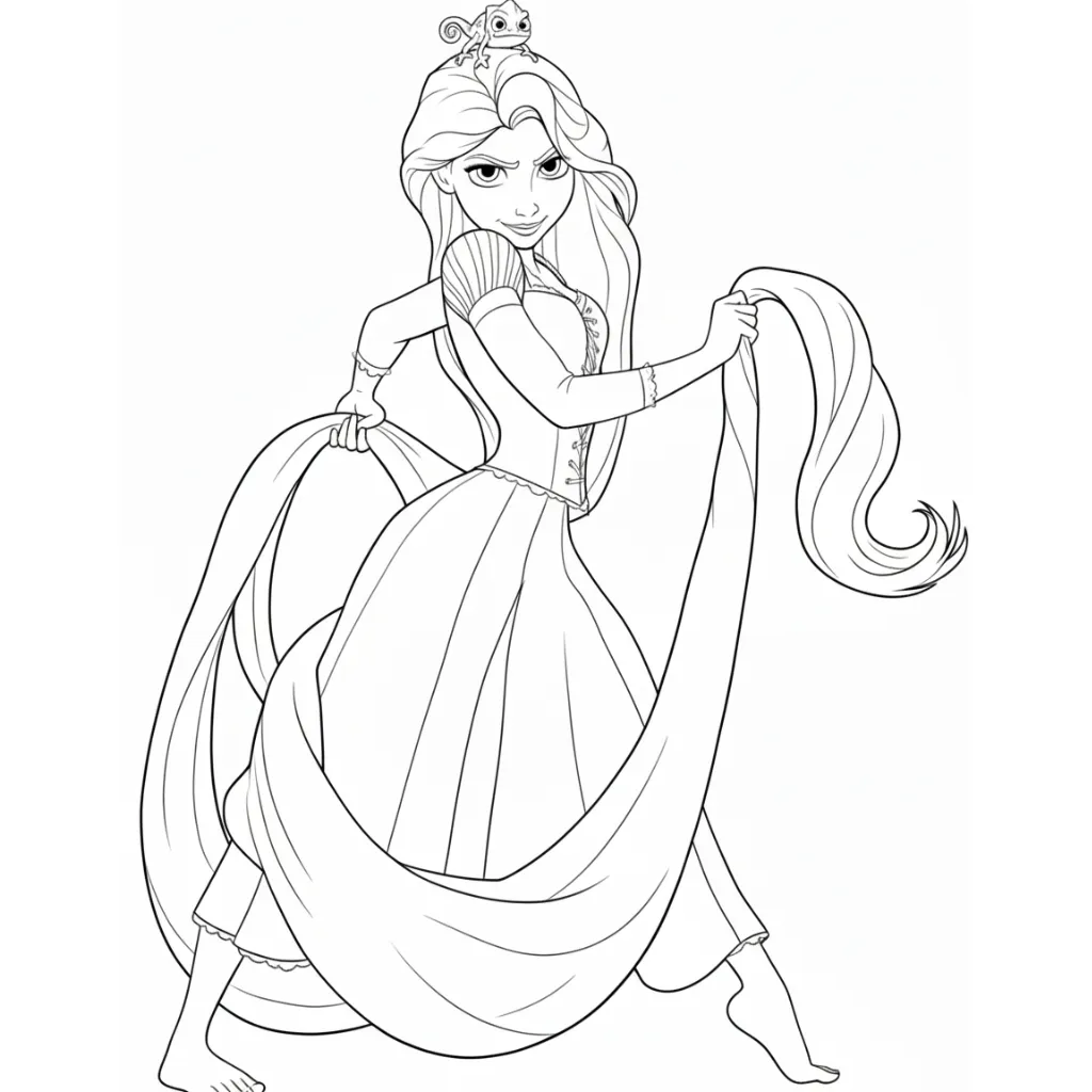Rapunzel 16 para colorear para bebé para imprimir