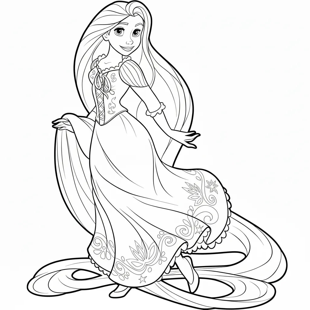 Rapunzel 2 para colorear para imprimir para niño de 6 años