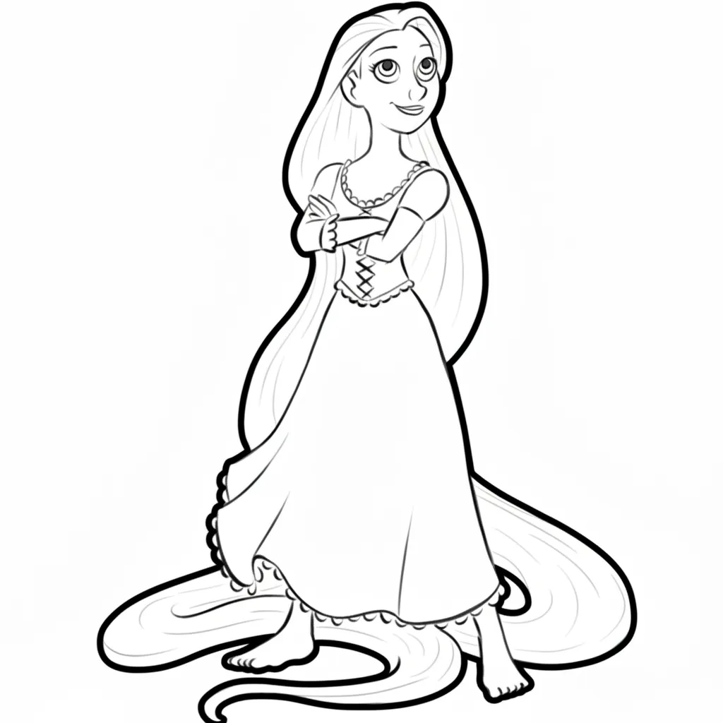 Rapunzel 7 para colorear para niños para imprimir