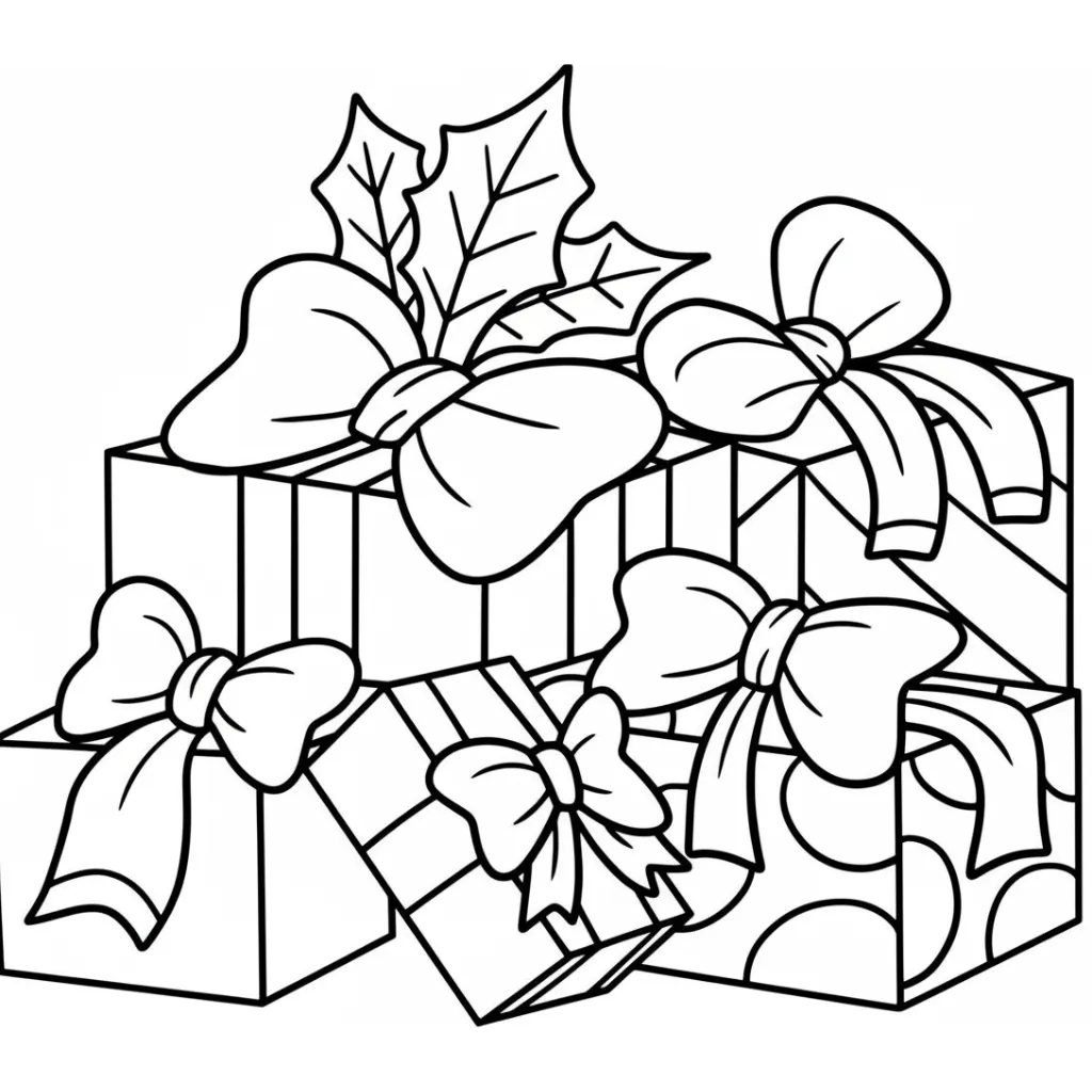 Regalos de Navidad 14 para colorear para niños para descargar