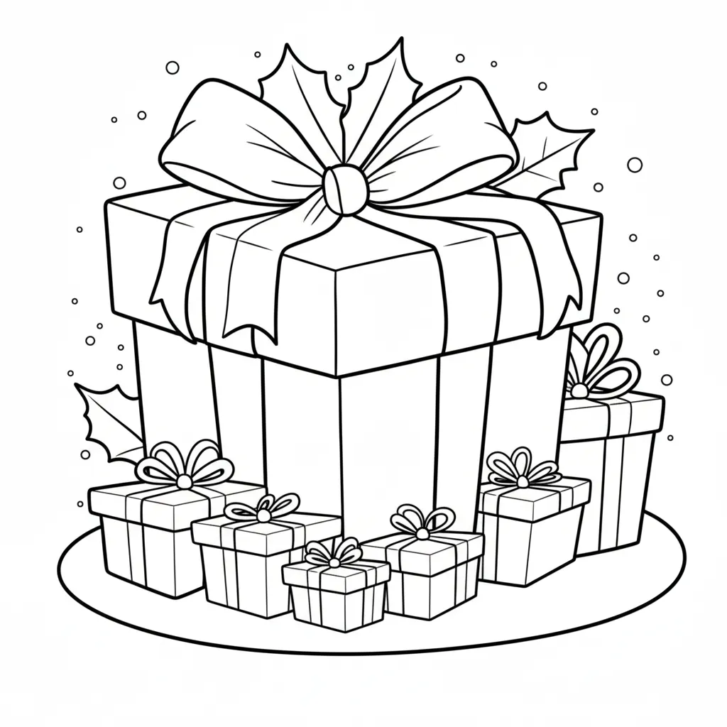 Regalos de Navidad 2 para colorear para niños para imprimir
