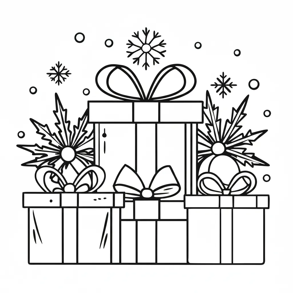 Regalos de Navidad 25 para colorear y dibujo para imprimir