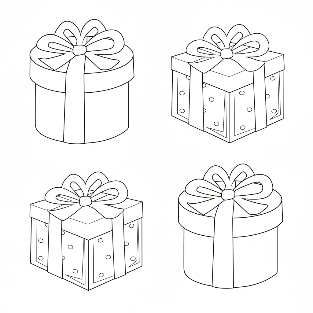 Regalos de Navidad 4 para colorear para niños para imprimir