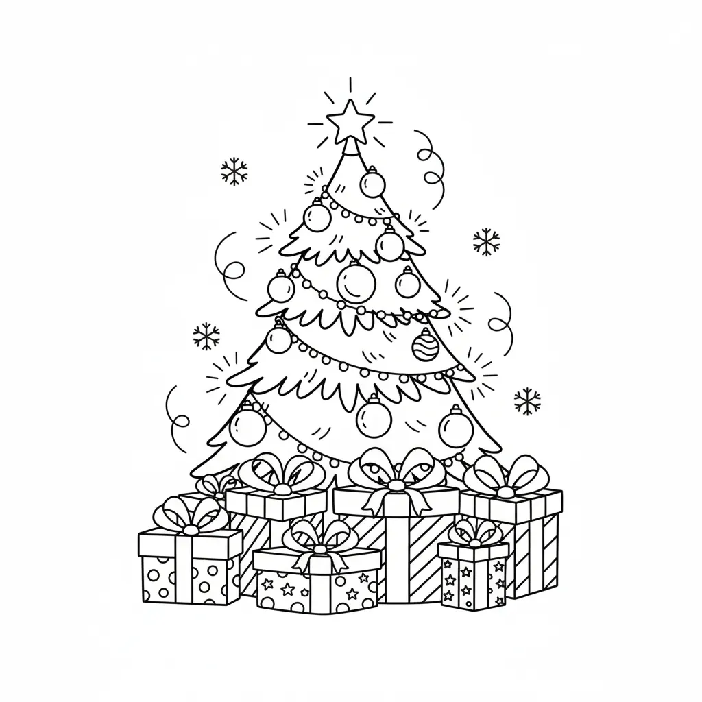 Regalos de Navidad 7 de niño para colorear para imprimir