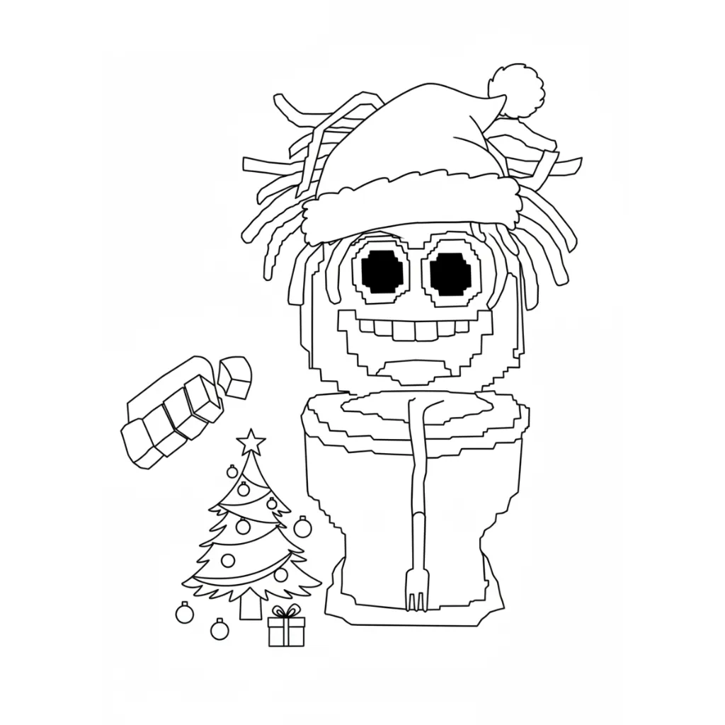 Roba un Brainrot de Navidad 1 para colorear para niño de para imprimir