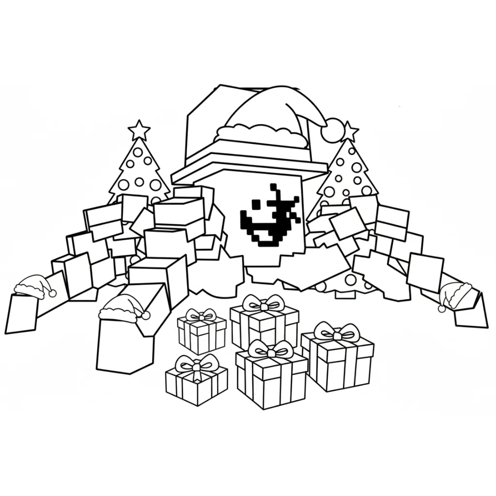 Roba un Brainrot de Navidad 15 para colorear para niño de para imprimir