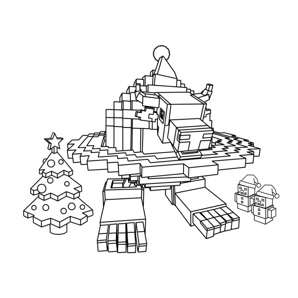 Roba un Brainrot de Navidad 3 para colorear para primaria