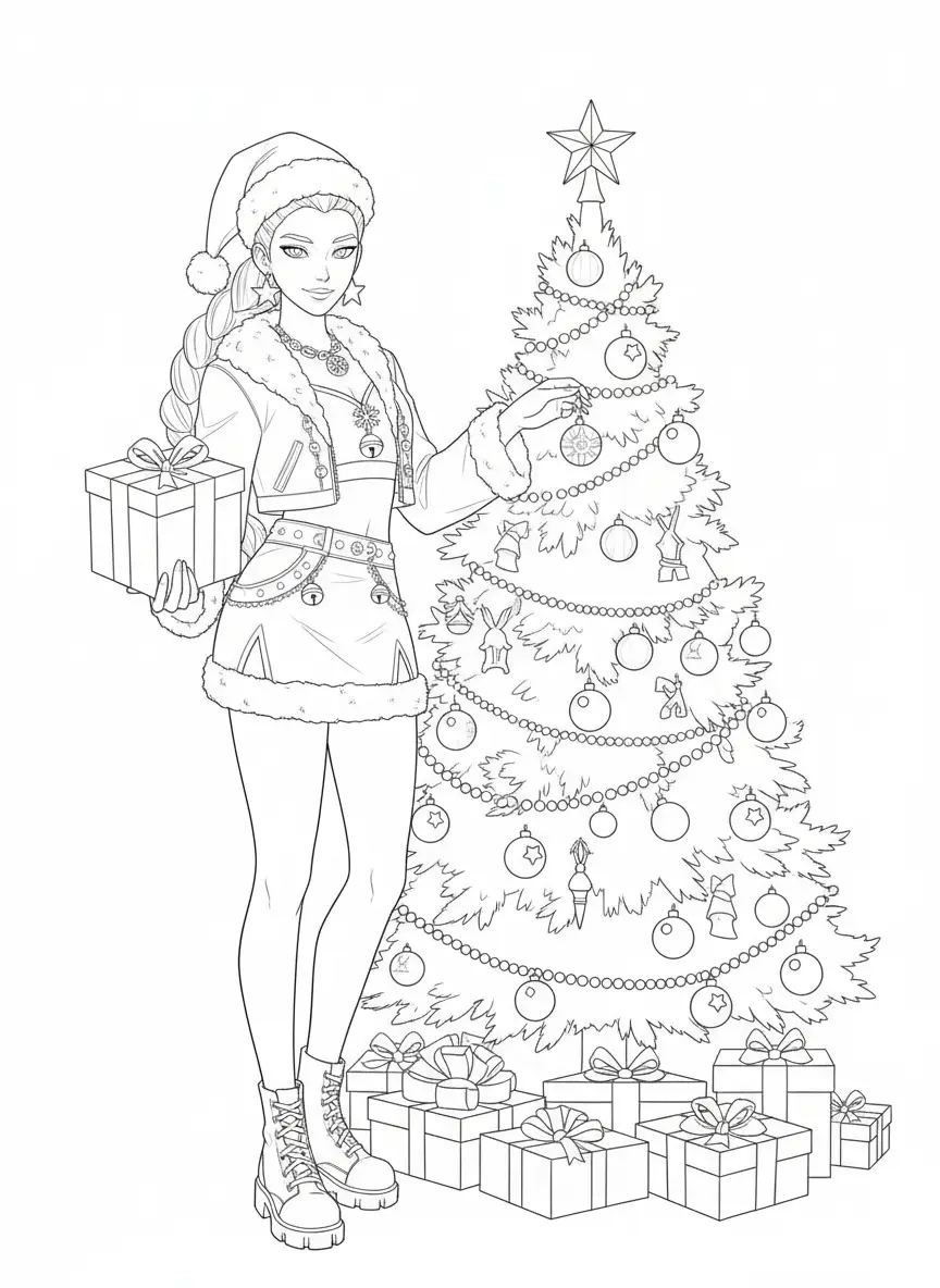 Rumi de Navidad para colorear para imprimir para niño de 4 años