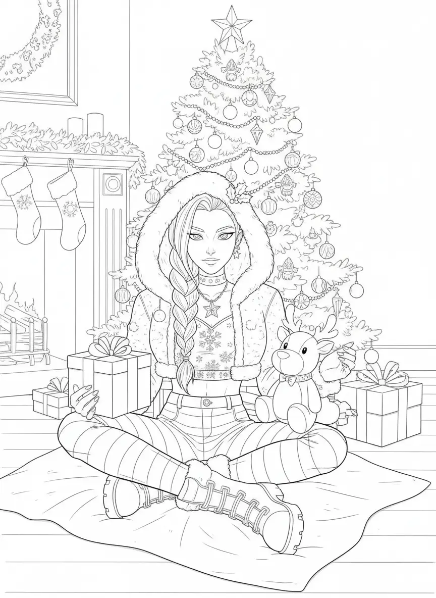 Rumi de Navidad para colorear gratis para imprimir 1