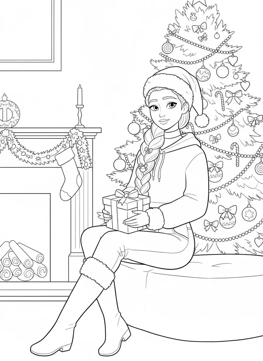 Rumi de Navidad para colorear gratis para niños