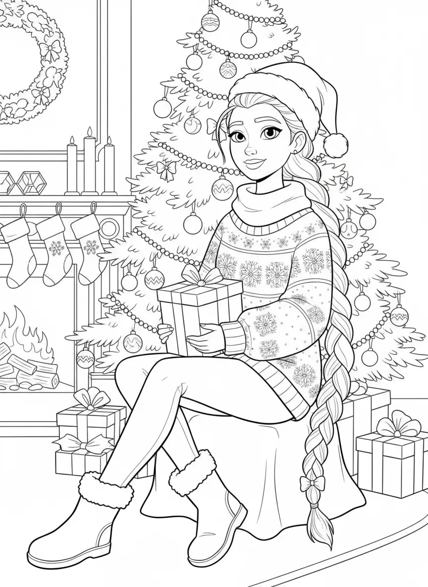 Rumi de Navidad para colorear para imprimir para niño de 10 años