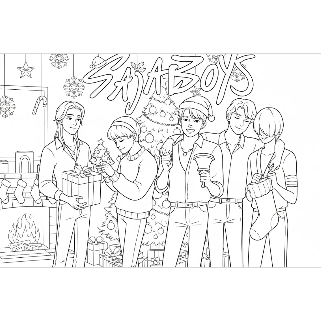 Saja Boys de Navidad 2 para colorear para primaria