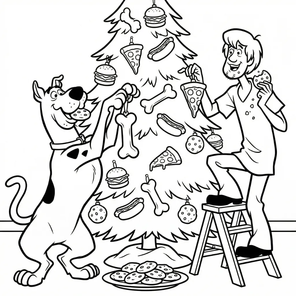 Scooby Doo de Navidad 1 para colorear para niños para imprimir