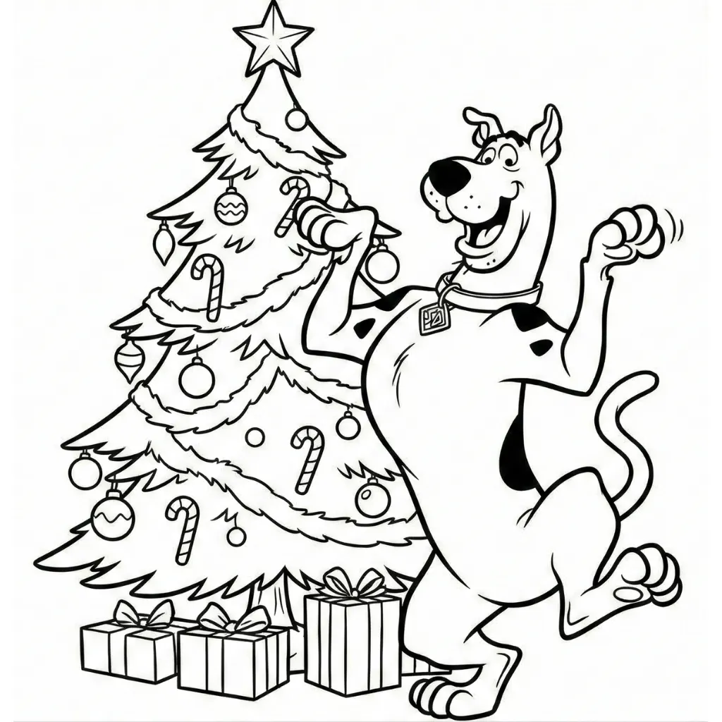 imprimir Scooby Doo de Navidad 11 para colorear