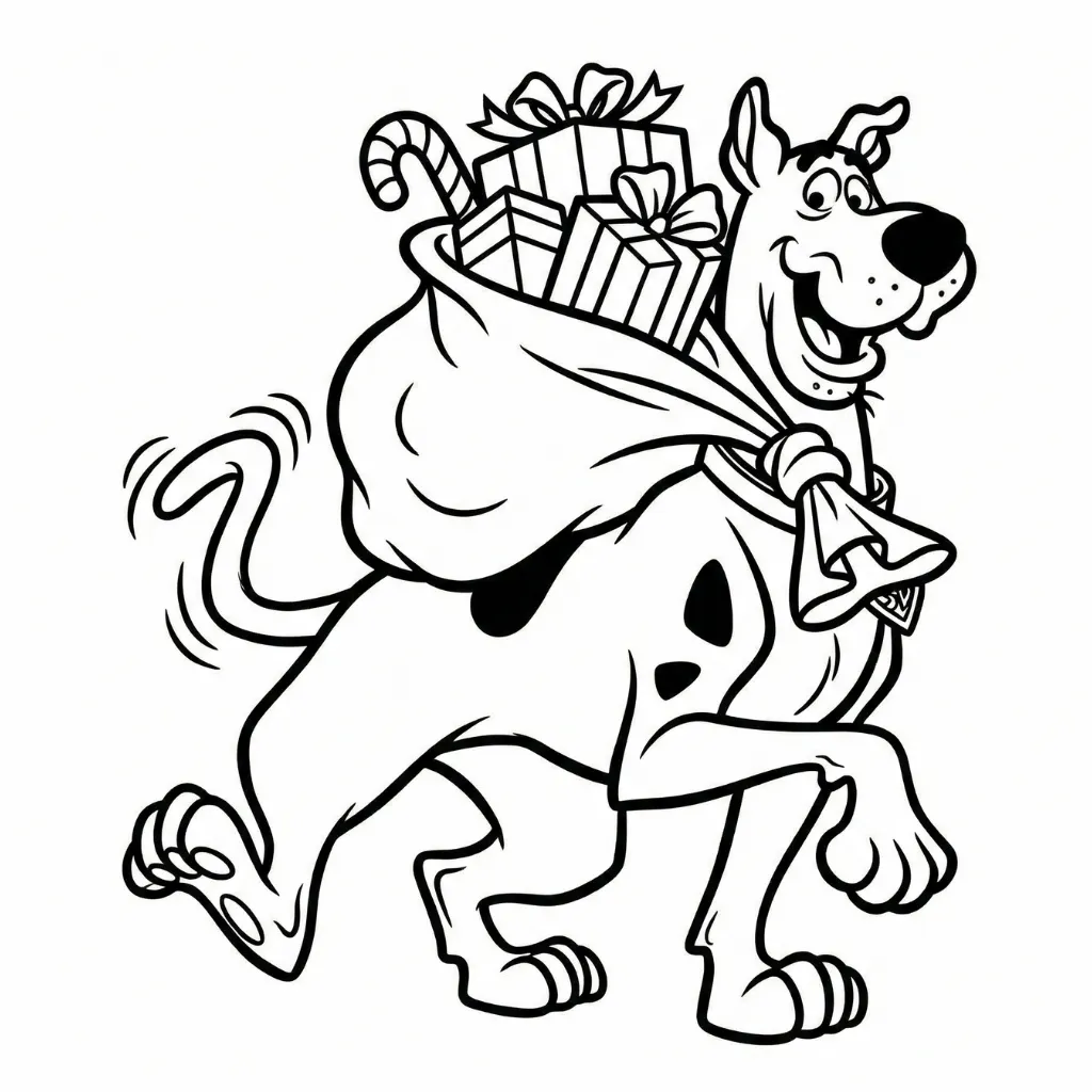 imprimir Scooby Doo de Navidad 13 para colorear gratis