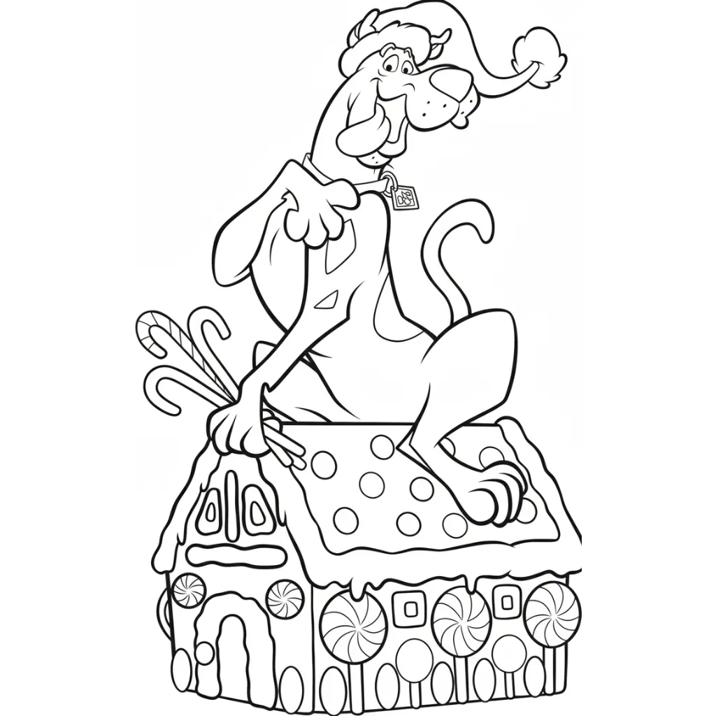 Scooby Doo de Navidad 15 para colorear gratis para imprimir
