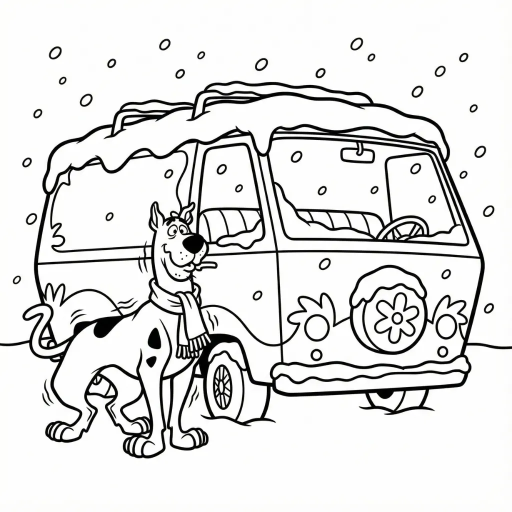 Scooby Doo de Navidad 6 para colorear para imprimir para niños