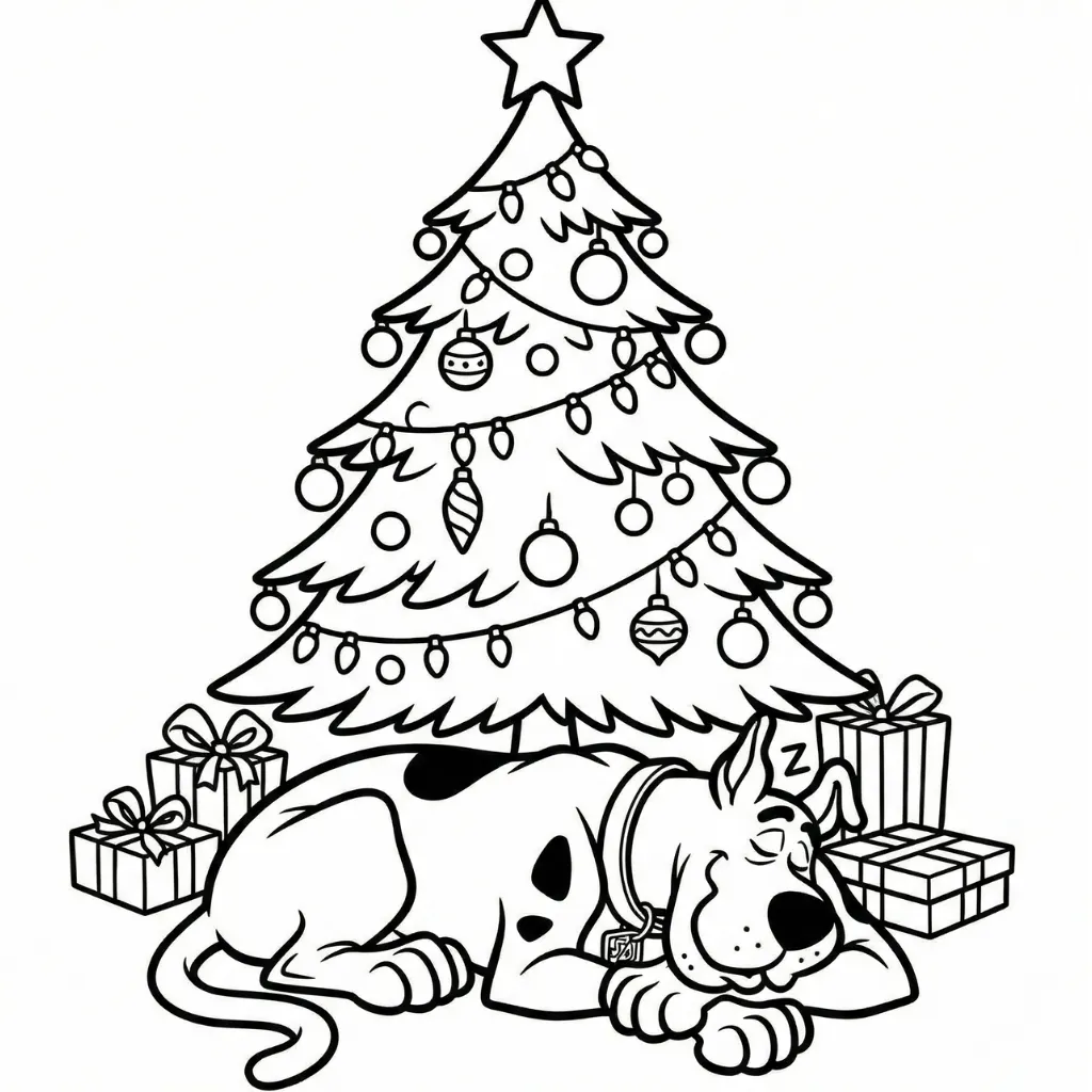 Scooby Doo de Navidad 7 para colorear y recortar para imprimir