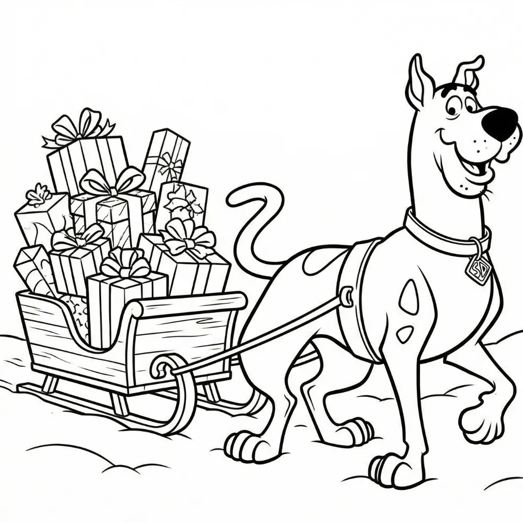 Scooby Doo de Navidad 8 para colorear para niño de 10 años