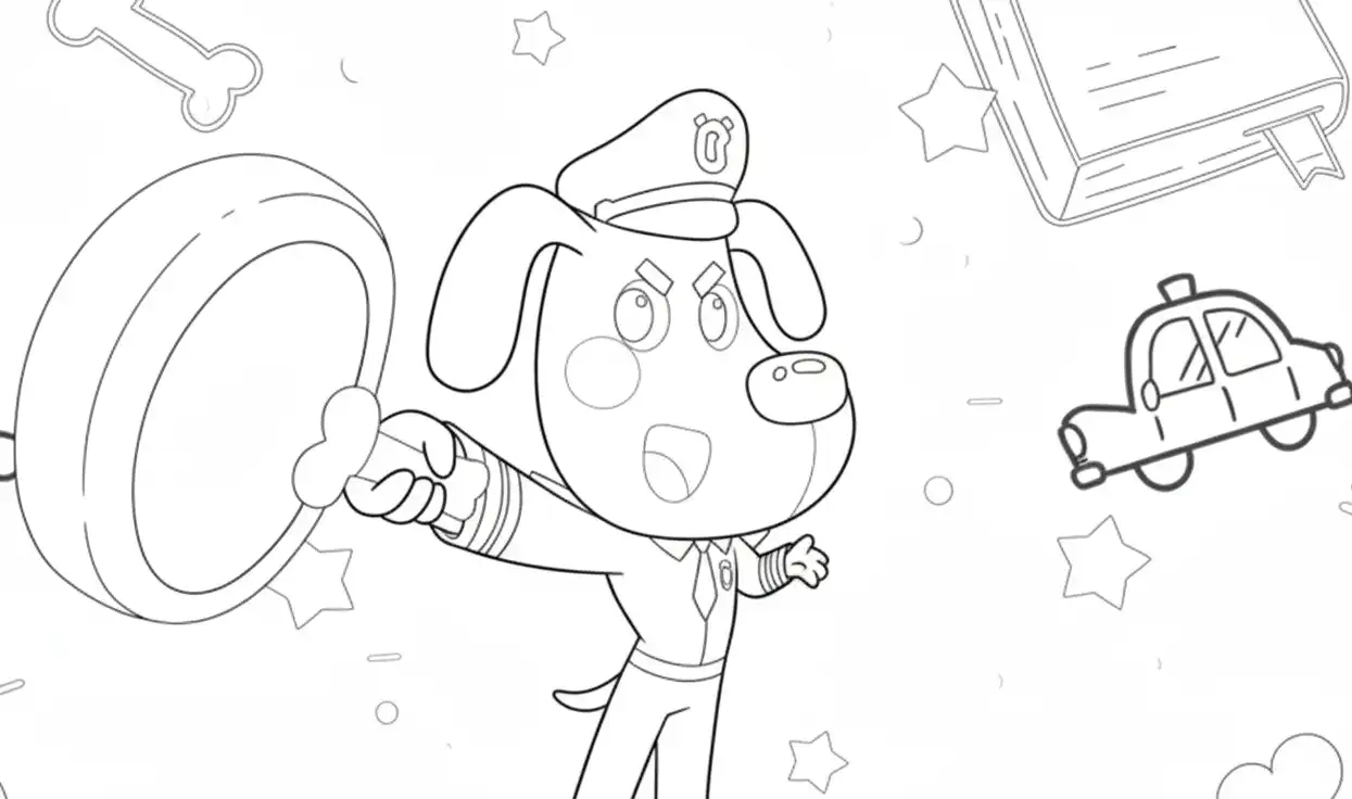 Sheriff Labrador para colorear para imprimir kawaii