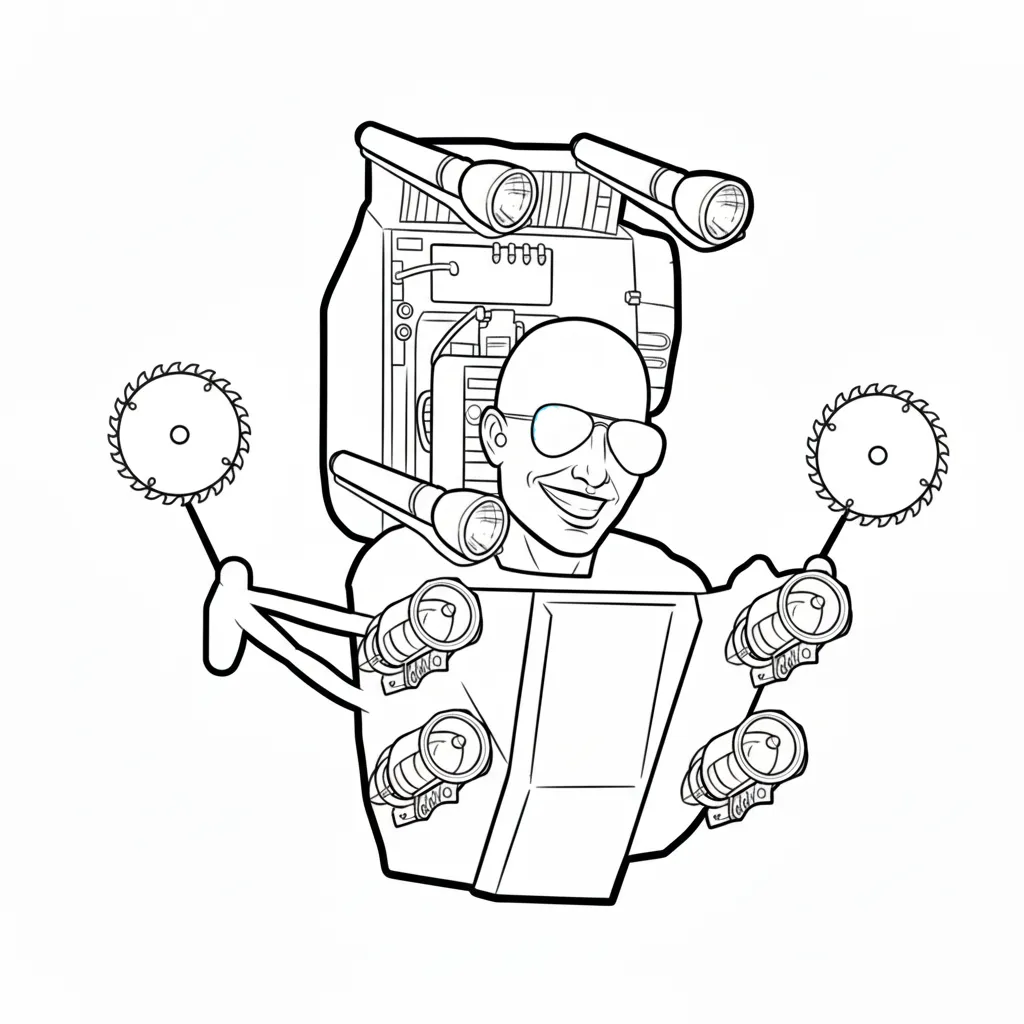 Skibidi Toilet 21 para colorear para niños para descargar