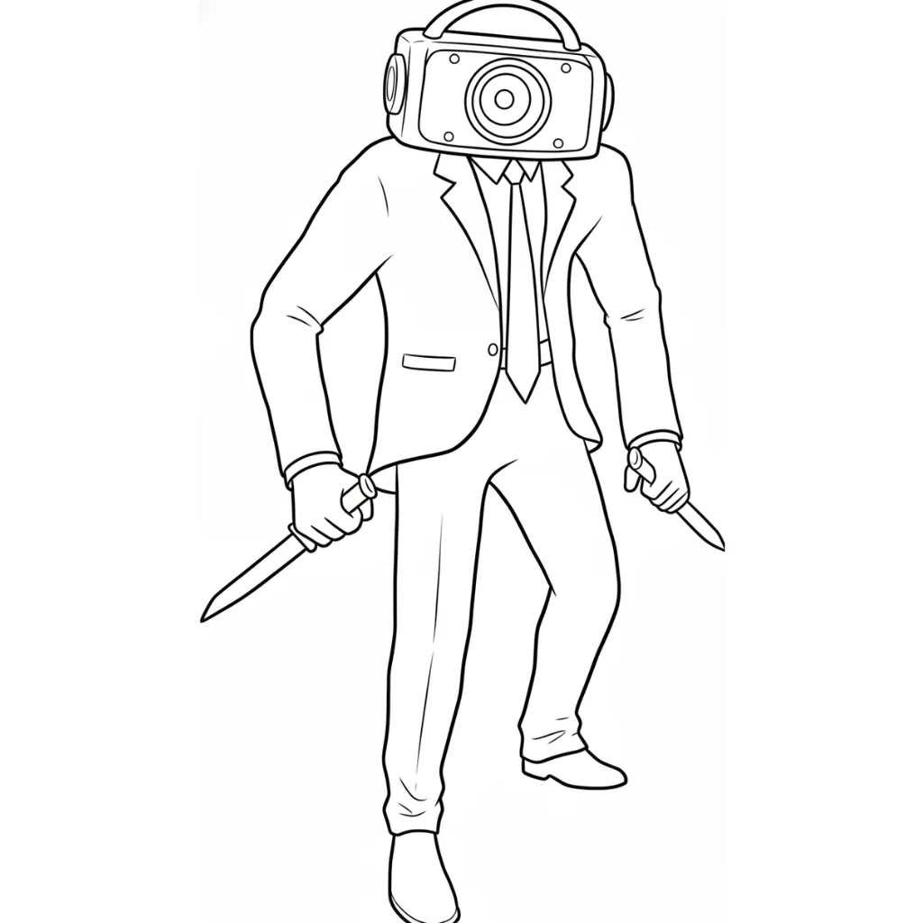 Skibidi Toilet 26 para colorear y recortar para imprimir gratis