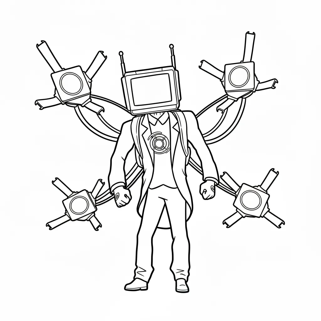 imprimir Skibidi Toilet 4 para colorear para niño