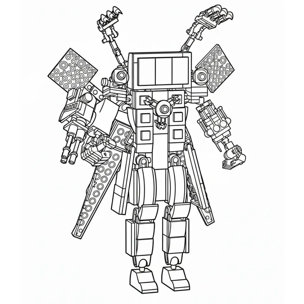 Skibidi Toilet 7 para colorear para primaria