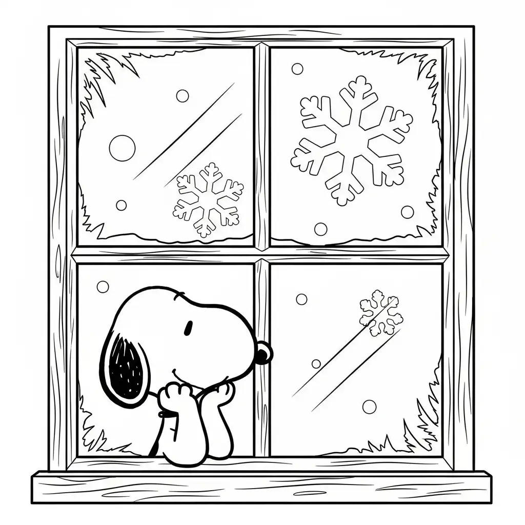 Snoopy de Navidad para colorear gratis para imprimir