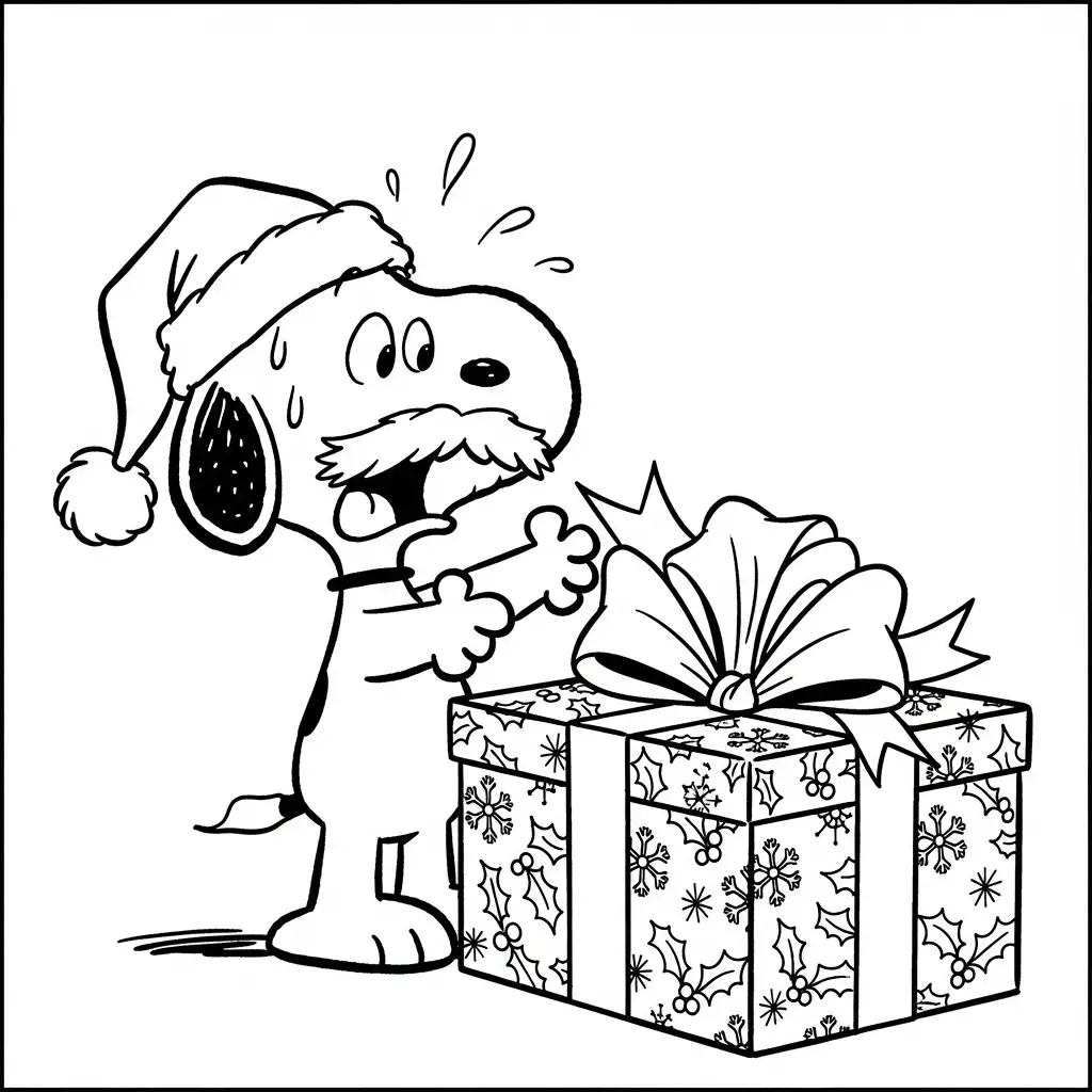 imprimir Snoopy de Navidad para colorear gratis