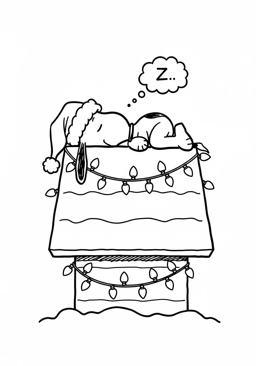 Snoopy de Navidad para colorear en línea para niño