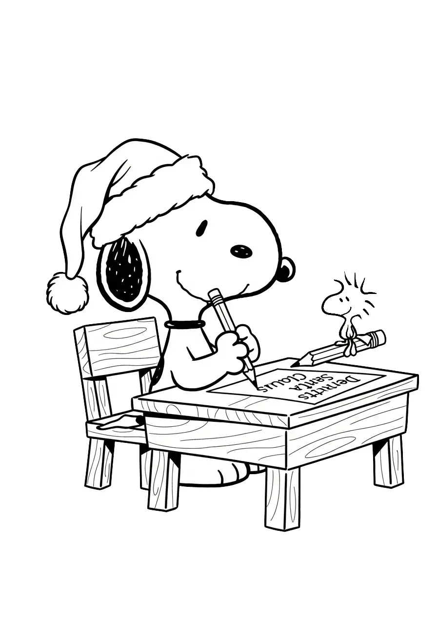 Snoopy de Navidad para colorear para niño de 8 años 1